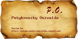 Petykovszky Oszvalda névjegykártya